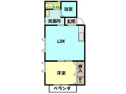 エリーナ南原(1LDK/1階)の間取り写真