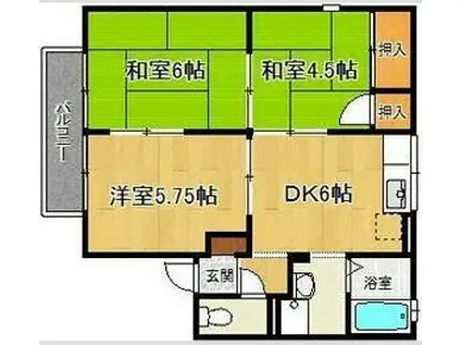 エステート塩屋山手(3DK/1階)の間取り写真