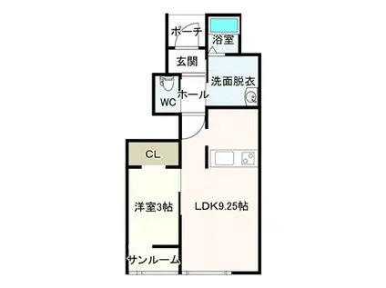 コンフォート北城町(1LDK/1階)の間取り写真