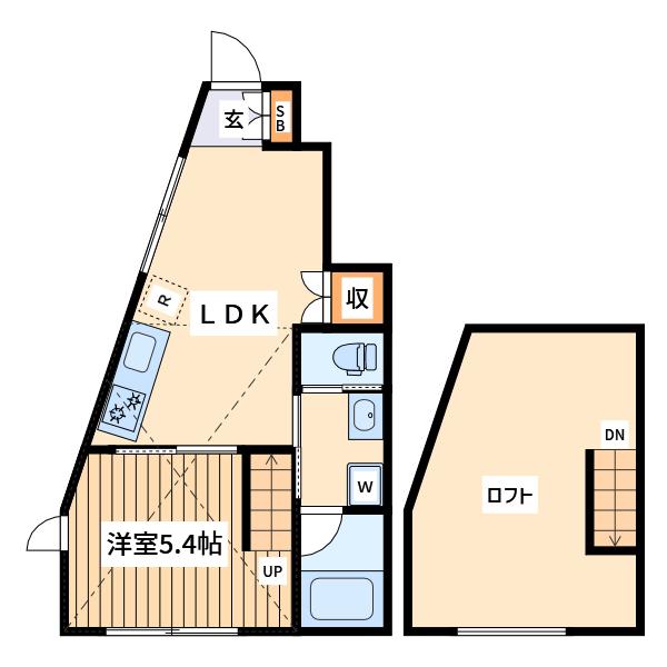 リースティン(1LDK/1階)の間取り写真