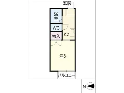 フォレストコート1(1K/2階)の間取り写真
