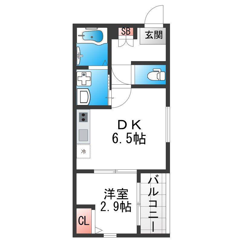 THE HAVEN OSAKA(1DK/3階)の間取り写真