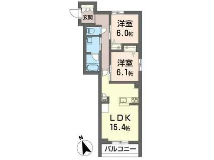 ラ プラール(2LDK/3階)の間取り写真