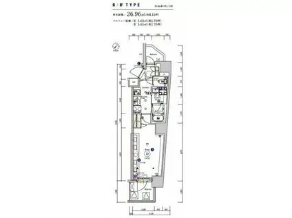 SYNEX YOKOHAMA-AOKICHO(1K/11階)の間取り写真