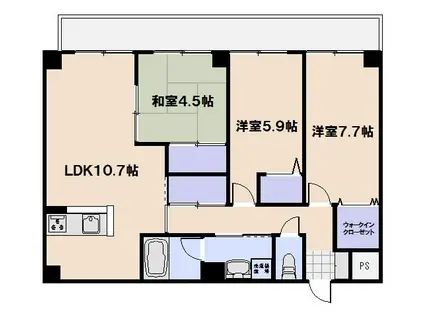 プラザ初雪(3LDK/5階)の間取り写真