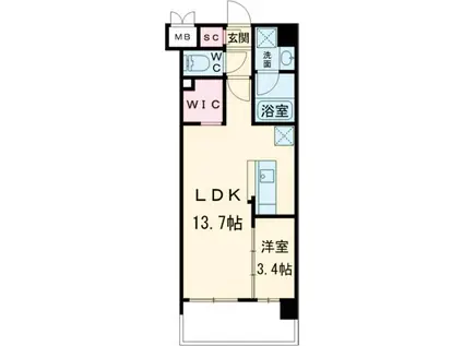 ウィングス西本町(1LDK/7階)の間取り写真