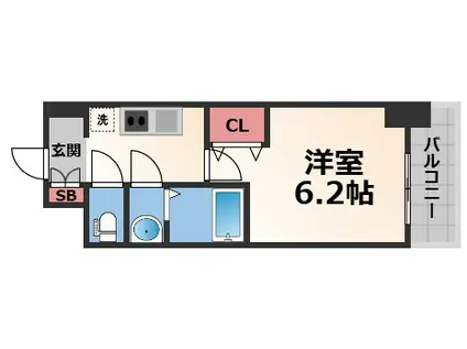 グランパシフィック今里南(1K/6階)の間取り写真