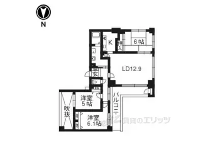 サーパス桂第2(3LDK/4階)の間取り写真