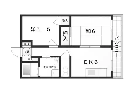 ハヤシハイツ1(2DK/3階)の間取り写真