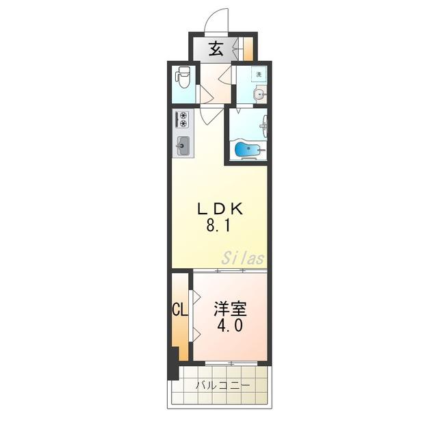 グランパシフィック今里INNOVATION(1LDK/5階)の間取り写真