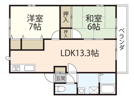 フィールドハイム(2LDK/2階)の間取り写真