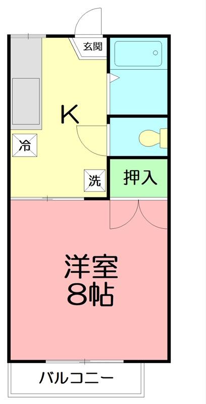 ハイツ宮の前(1K/2階)の間取り写真