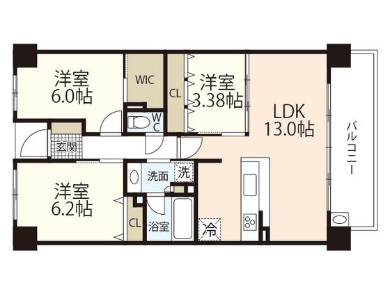 サーパスシティ草津新町(3LDK/11階)の間取り写真