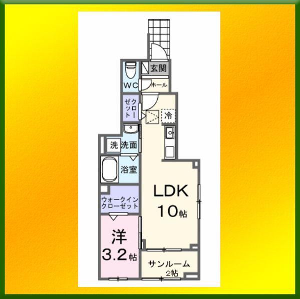 ヒカルサ西東京向台イースト(1LDK/1階)の間取り写真