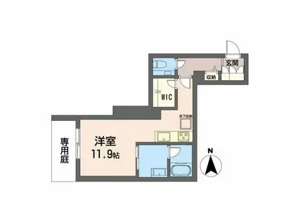 SHAMAISON新町T.H(ワンルーム/1階)の間取り写真