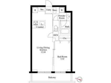 ラ・ペルラ柿の木坂(1LDK/3階)の間取り写真