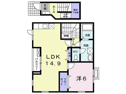 オブコニカ(1LDK/2階)の間取り写真