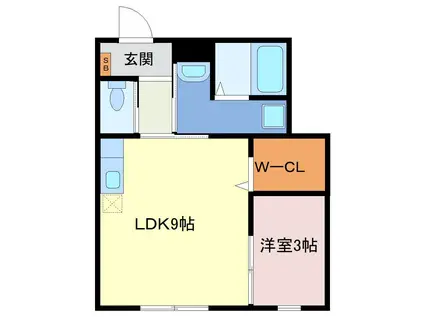 ブリスハウス・キューワ(1LDK/1階)の間取り写真