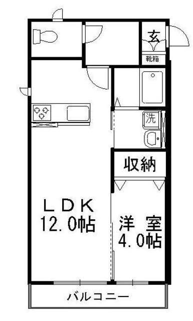 コンシェルジュ福井B棟(1LDK/2階)の間取り写真