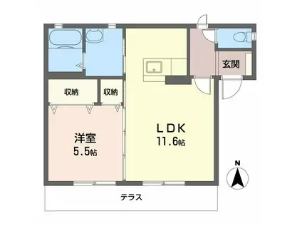 コンフォート東福寺A.C(1LDK/1階)の間取り写真
