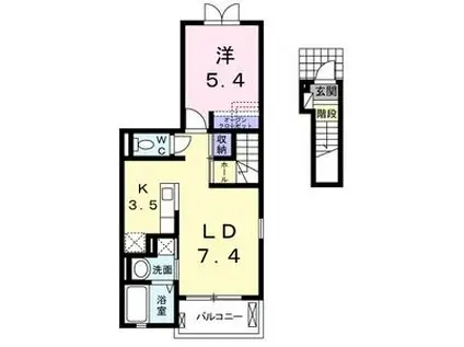 カルムユイット(1LDK/2階)の間取り写真