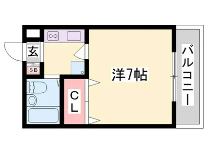 ジュネス城北新町III(1K/2階)の間取り写真