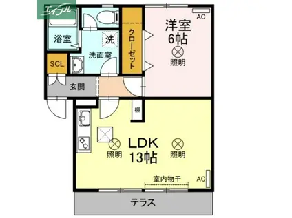 マルベリーM A棟(1LDK/1階)の間取り写真