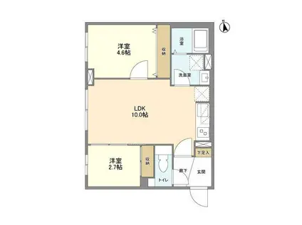 ウェルスクエア祖師ヶ谷大蔵(2LDK/1階)の間取り写真