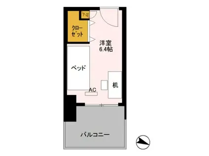 ロイヤルパークスER万代 SHARE万代(ワンルーム/2階)の間取り写真