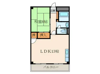 マンションイワタ(1LDK/3階)の間取り写真