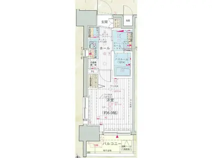 エステムプラザ品川大崎駅前レジデンシャル(1K/12階)の間取り写真