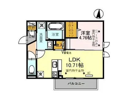 OTTS桂(1LDK/1階)の間取り写真