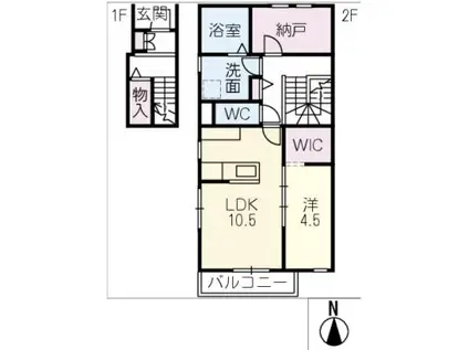 JUSTE PAIX SATO(1SLDK/2階)の間取り写真