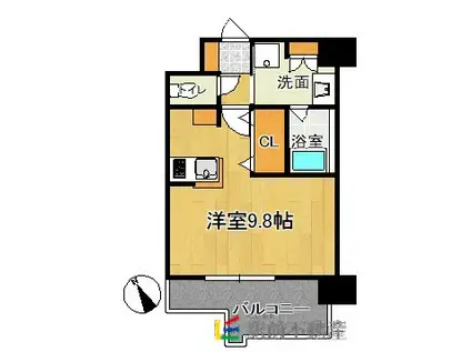 エンクレスト博多 THE TIME(ワンルーム/3階)の間取り写真