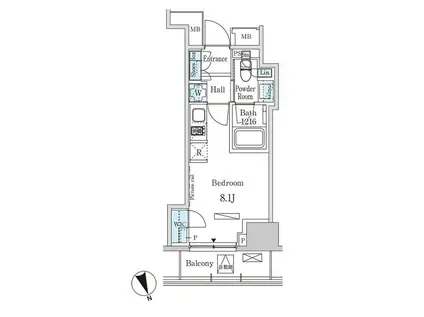 パークアクシス虎ノ門(ワンルーム/7階)の間取り写真