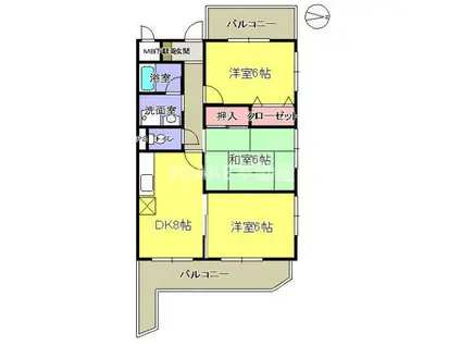リュミエール(3DK/2階)の間取り写真