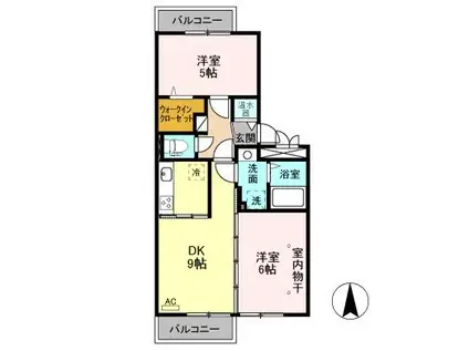 グランディール親和L3(2DK/3階)の間取り写真