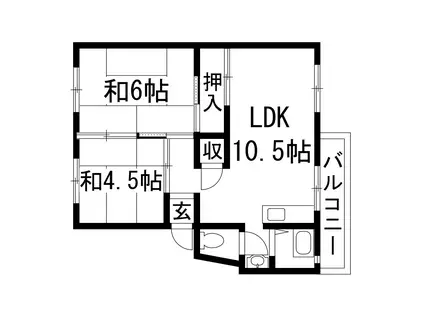 伊丹鴻池3B号棟(2LDK/5階)の間取り写真