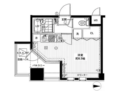 サンパティーク広尾(ワンルーム/8階)の間取り写真