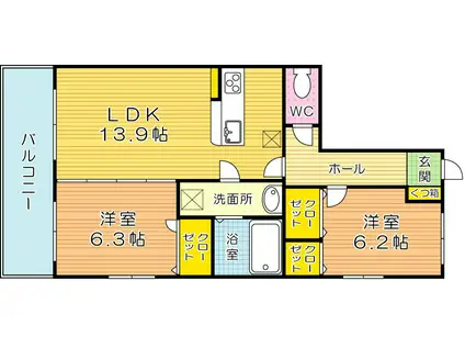 CASA GRANDE(2LDK/3階)の間取り写真