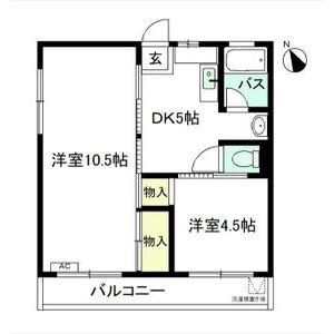 グランドマンション(2DK/2階)の間取り写真
