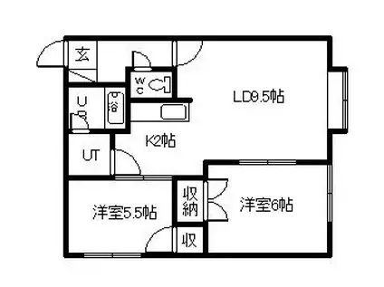 グレードハイツ(2LDK/2階)の間取り写真