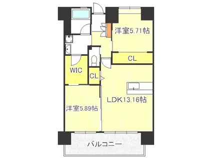 レジェンド高見(2LDK/6階)の間取り写真