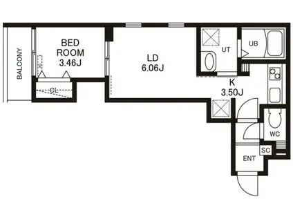 シェリム南福岡VI(1LDK/2階)の間取り写真
