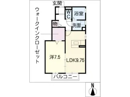 クレセント・ルナピエナ(1LDK/1階)の間取り写真