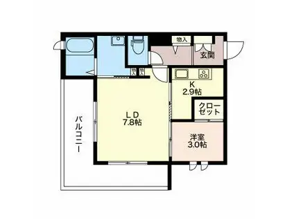 ロコモーション神通(1LDK/3階)の間取り写真