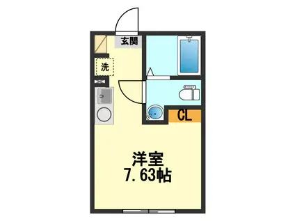 アクシスコート小岩(ワンルーム/1階)の間取り写真