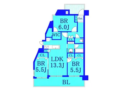 プロスペクト川崎(3LDK/11階)の間取り写真