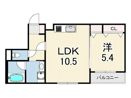 バーン上杉II(1K/1階)の間取り写真