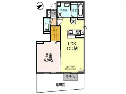 ビュー・ソフィアB棟(1LDK/1階)の間取り写真